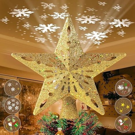 Projecteur de flocons de neige rotatif 3D à LED dorées – Lumière de Noël 2 en 1 pour décoration intérieure et extérieure (1/5)