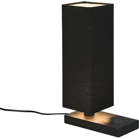 HALEY LAMPADA DA TAVOLO NERA CON PARALUME CON BASE X RICARICA INDUTTIVA CELLULARE CON INTERRUTTORE TOUCH H. 35CM 1 LUCE ATTACCO E14 (1/5)