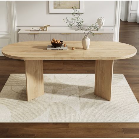 MEUBLIV Table à manger 200 x 90 cm chêne – 6 à 8 personnes, bords arrondis (1/5)