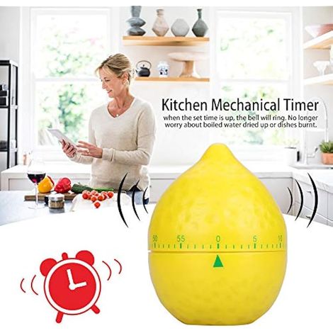 Minuteur de cuisine mécanique, en forme de citron, minuteur manuel à compte à rebours pour la cuisine maison (1/5)