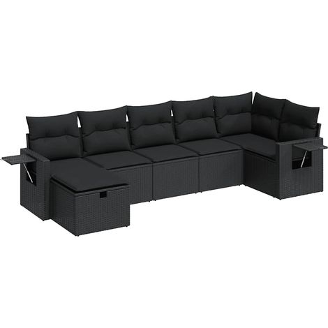 Set Divani da Giardino con Cuscini 7pz Nero Polyrattan vidaXL (1/5)