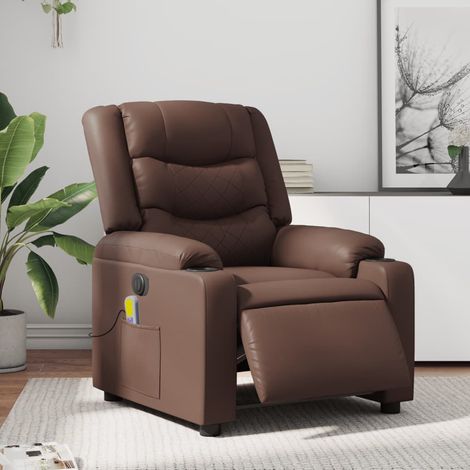 vidaXL Electric Massage Recliner Chair Brown Faux Leather (1/5)