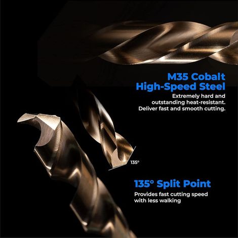 Set mit 2 metrischen M35-Kobaltbohrern für Hartmetall, Edelstahl, Gusseisen, 12 mm (1/5)