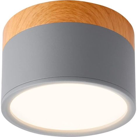 Spot Plafond en Saillie Rond LED Plafonnier Aluminium 7W Ø110mm 230V pour Couloir Chambre Salle à Manger Cuisine Salon -Gris Mat-blanc Chaud 3000k (1/5)