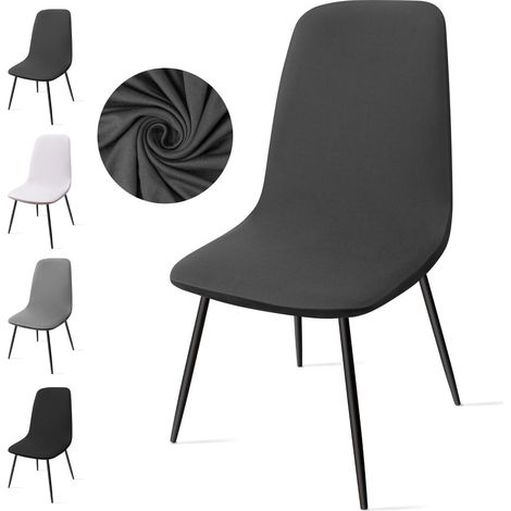 Stuhlhussen 4er Set, Stretch Stuhlbezug für Esszimmerstühle, Dunkelgrau (1/5)