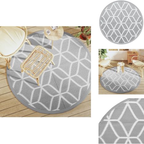 Tapis d'extérieur ARAKIL gris Ø160 cm PP - Tapis Exterieur - Tapis De Jardin - Tapis Design - Tapis Rectangulaire - Tapis Rond (1/5)