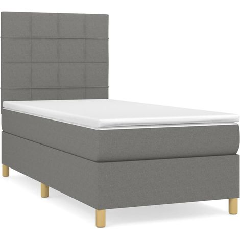 Maison Exclusive - Boxspringbett mit Matratze Dunkelgrau 90x200 c (1/5)
