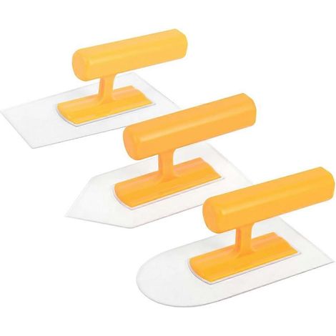 Ensemble de spatules en plastique, comprenant des spatules à bout rond, à bout carré et de parage, ensemble de 3 pièces, petites spatules de parage en plastique légères. (1/5)