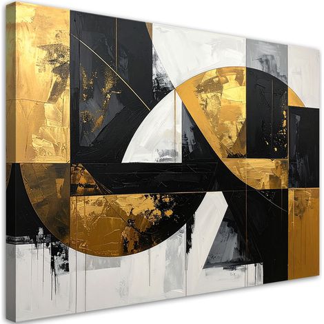Stampe su Tela, Astrattismo forme nero oro, 30x20 (1/5)
