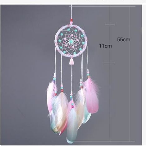 Attrape-rêves Maison Suspension Murale Décoration Fait Main Ornement Capteur de Rêves à Plumes Perles Artisanal Mariage Fête Cadeau (1/4)