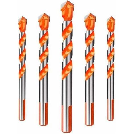 (6/6/8/10/12 mm) 5 brocas de carburo de vástago triangular multiusos, para hormigón, ladrillo, vidrio, plástico y otros materiales