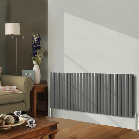 Designer Radiator 600x1593mm Double Oval Column Horizontal Anthracite (1/5)