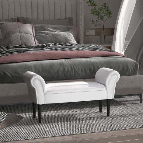 Banc de bout de lit rembourré avec accoudoirs roulés et 4 pieds, 102x35x51 cm, gris (1/4)