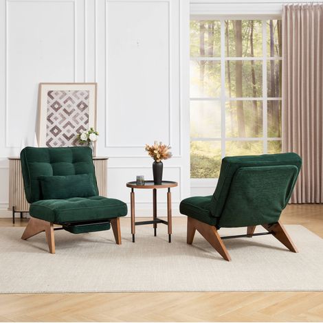 Fauteuil relax inclinable en velours côtelé vert OKMYHOME (1/5)