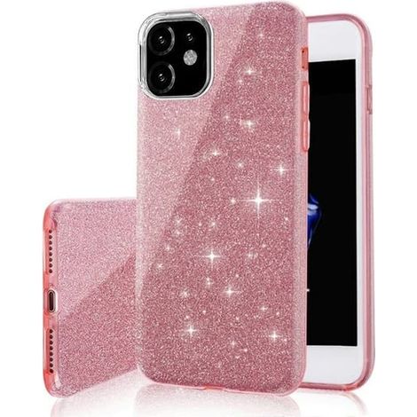 iPhone 15 - Coque souple élégante à paillettes 3 en 1 rose