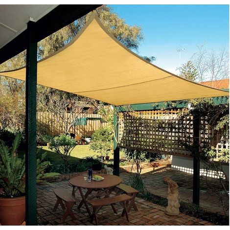 Toile d'ombrage 3 x 4 m - PEHD Protection UV - Couleur sable - Pare-soleil translucide pour terrasse, jardin et cour (1/5)