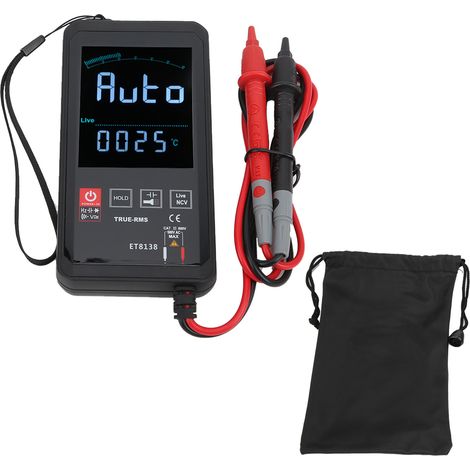 ET8138 Multimètre Écran Tactile 6000 Comptes Testeur Tension Courant Continu/Alternatif Fréquence Température avec Alarme (1/5)