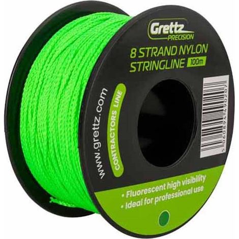 GRETTZ Green 100m Stringline High Visibility Fluorescent 8 Strand Braided Nylon (1/2)
