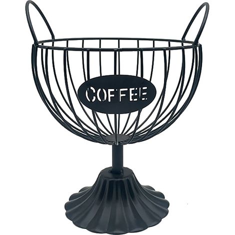 Kaffeeweißer mit großem Fassungsvermögen – Organizer für die Arbeitsplatte zur Aufbewahrung von Pads, Espresso, Kapseln und Kaffeeweißer – Kaffeedekor (Schwarz)