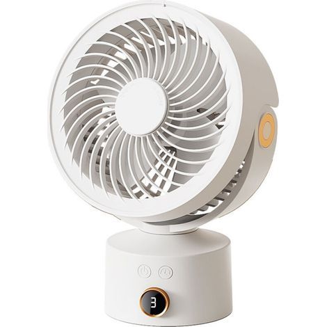 Tischventilator – Kleiner oszillierender Ventilator fürs Schlafzimmer, akkubetrieben, 3 Geschwindigkeitsstufen, 23 cm (9 Zoll) Mini-Ventilator, 90° Neigungswinkel verstellbar, geräuscharm (30 dB)