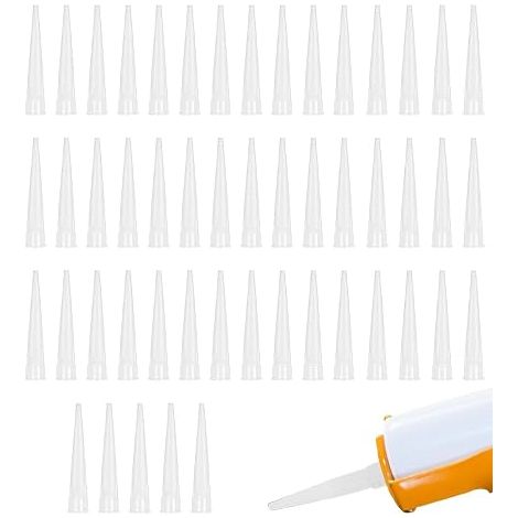 50 x Transparent Silicone Cartridge Tips, Silicone Sealing Tips, Cartridge Tips, Silicone Nozzle, Cartridge Nozzle, Caulking Gun Nozzle (1/5)