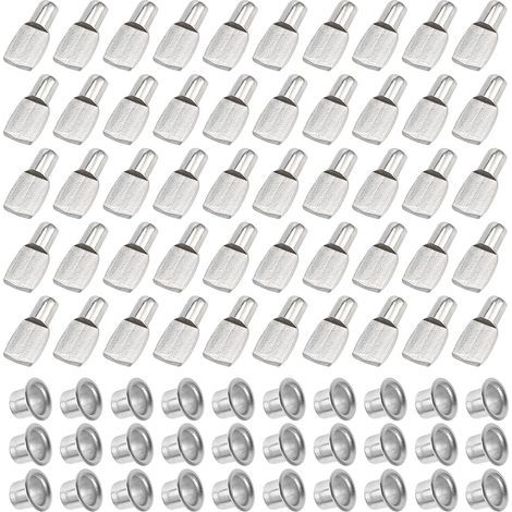 AIDUCHO Regalträger, 50 Stück vernickelte Edelstahl-Regalträger für Möbelschränke, Bürozubehör (5 mm) (1/4)