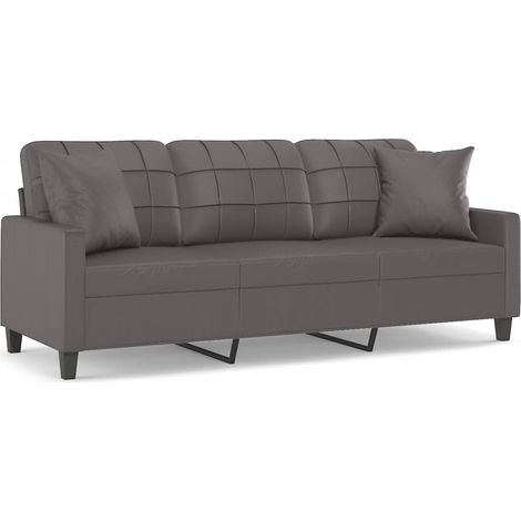 Maison Exclusive - Divano a 3 Posti con Cuscini Grigio 180 cm in Similpelle