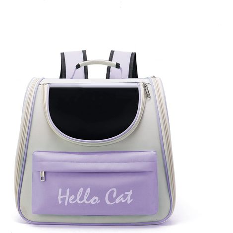 Foldable Capsule Backpack for Small, Medium Cats, Puppies, Dogs, Transparent, Breathable, Heat Resistant Carry Bag for Travel, Hiking, Camping (Purple) (1/5)
