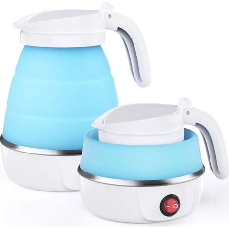 Mini bouilloire pliable électrique en silicone bleue [YJD] (1/3)