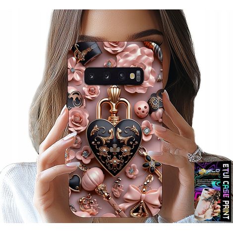 Hülle für Samsung Galaxy S10 – feminine Muster, Vorhängeschloss, Herz-Hülle + Folie (1/5)