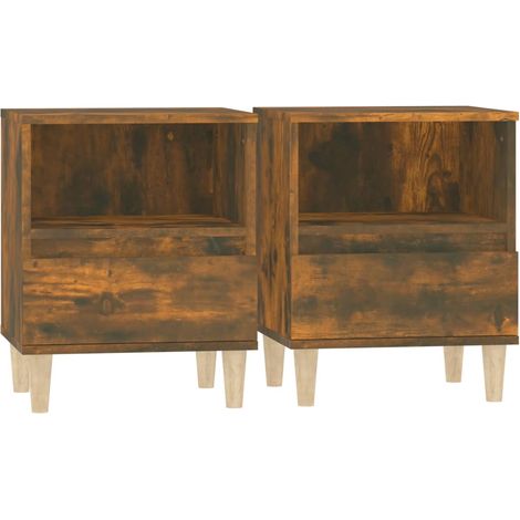 Juego de 2 mesitas de noche con cajón y compartimento abierto 40 x 35 x 50 cm madera contrachapada marrón DEC035090