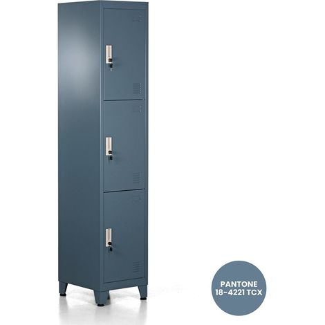 Armadio in metallo 3 ante 180X38X45 ceruleo (1/5)