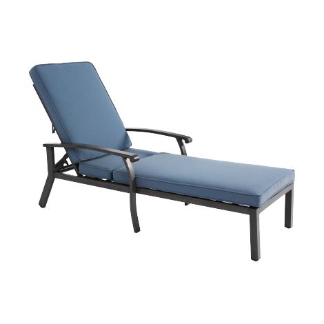 Meuble de jardin, cadeira de patio casual avec coussin de coton, ângulo de inclinação réglable, résistant à la rouille e em cor bleu., meuble extérieur, design moderne