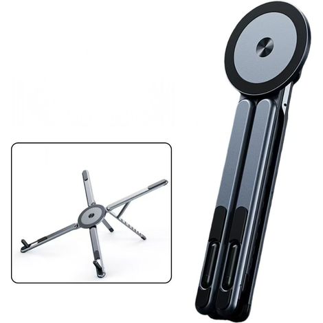 Support pour ordinateur portable de bureau, support magnétique pliable en alliage d'aluminium, support ergonomique réglable en hauteur sur 8 niveaux (1/5)