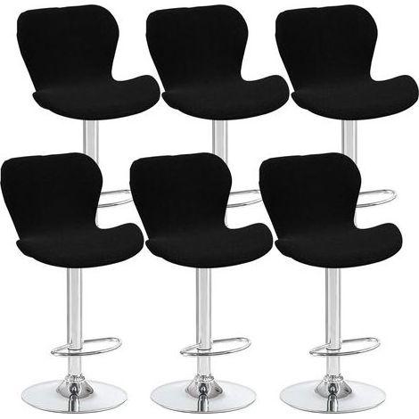 Lot de 6 housses de tabouret pivotant incurvées noires, 40 x 30 x 30 cm, housses de chaise de bar à dossier bas, adaptées aux comptoirs, bars et cuisines (1/5)