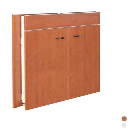 SOUS-ÉVIER À 2 PORTES PLIANTES Dimensions : 80 x 50 cm Teck - Plateau en acier inoxydable