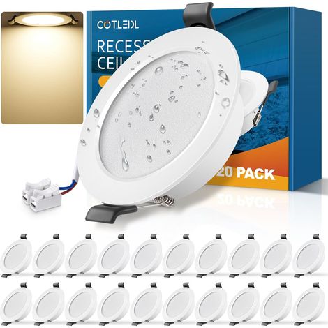 Lot de 20 Spots LED Encastrables, 5W Spots de Plafond Blanc Froid 6000K 450LM, IP44 Spot Salle de Bain Ultramince 25 mm, Spots Encastrés Trou Ø68-80mm, 220V-240V, pour Cuisine, Salon, Chambre