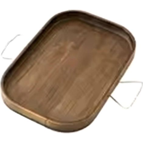 Plateau de rangement multifonctionnel, plateau de rangement pour accoudoir de canapé, porte-télécommande, porte-boissons et en-cas, carré marron. (1/5)