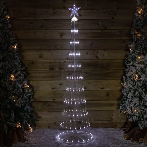 2.5m Light up Christmas Cone Tree with 320 White LEDs and Timer Function (1/5)