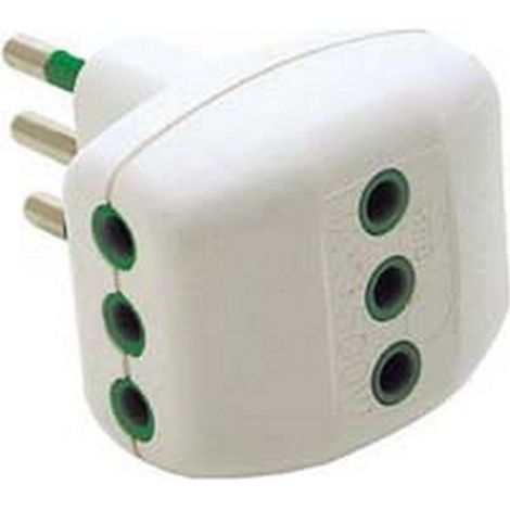 5PZ ADATTATORE TRIPLO 2 POLI + TERRA 10A BIANCO - bianco 82200