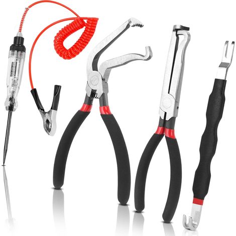 Lot de 4 pinces de démontage de connecteurs électriques automobiles, kit de test droites à 60 degrés, outils de déconnexion à double extrémité, testeur de tension LED, pince crocodile pour (1/5)