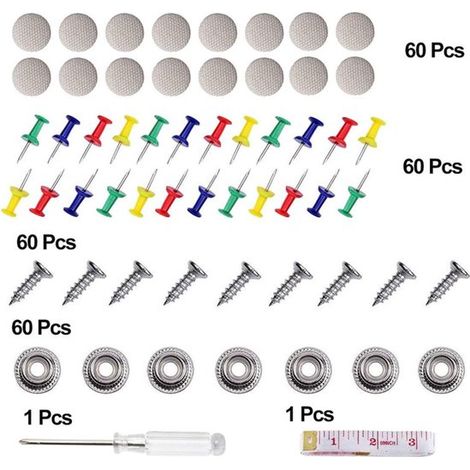 Juego de 60 tornillos para reparación de techos，Clips para techo de coche，Botones de montaje universales para techo，Beige-Gris (1/4)