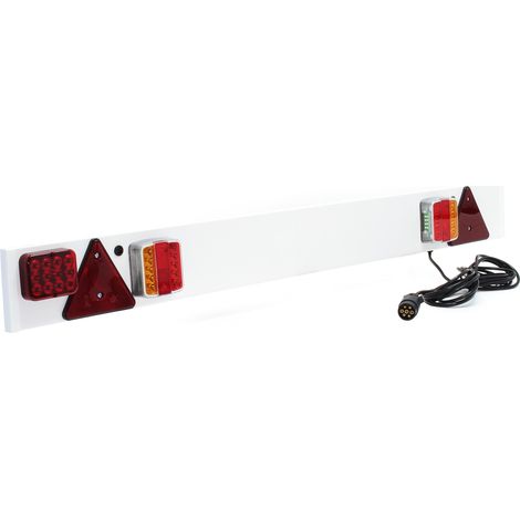 Wiltec – Rampe d’éclairage LED pour remorque 137 cm – Feux arrière, clignotants, feu stop – Câble de 6 m – Résistante aux vibrations