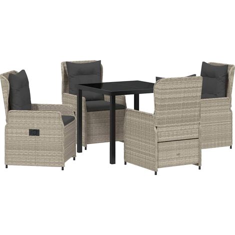 Maison Exclusive - Set da Pranzo per Giardino 5 pcs Grigio chiaro polyrattan (1/5)