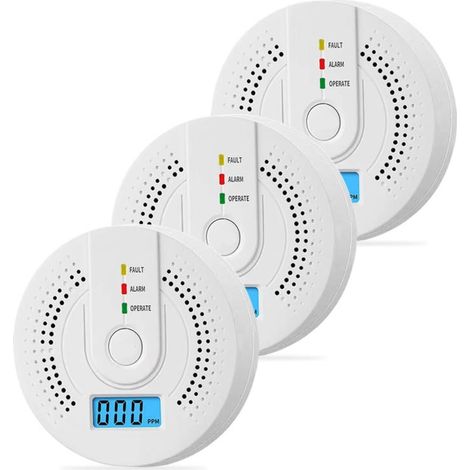 Lot de 3 détecteurs de CO portables avec capteur de haute précision pour la détection du gaz de charbon (1/5)