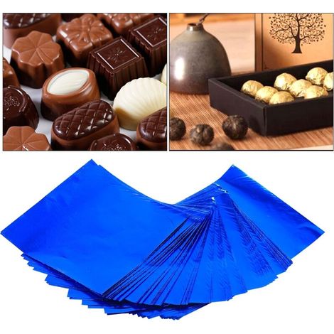 Yctze 100 Pièces Carrés Multicolores Bonbons Sucrés Chocolat Sucettes Emballages en Aluminium - Feuilles de Papier ciré de 3x3 Pouces pour l'emballage des Aliments aux Truffes (1/3)