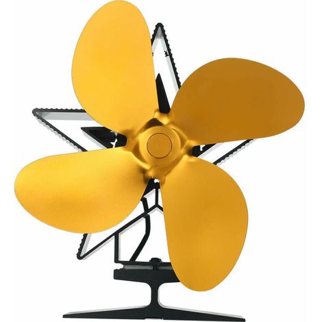 Ventilateur de poêle à 4 pales alimenté par la chaleur pour brûleur à bûches à bois Cheminée à démarrage rapide Silencieux Circulation d'air chaud Économie de carburant Distribution de (1/5)