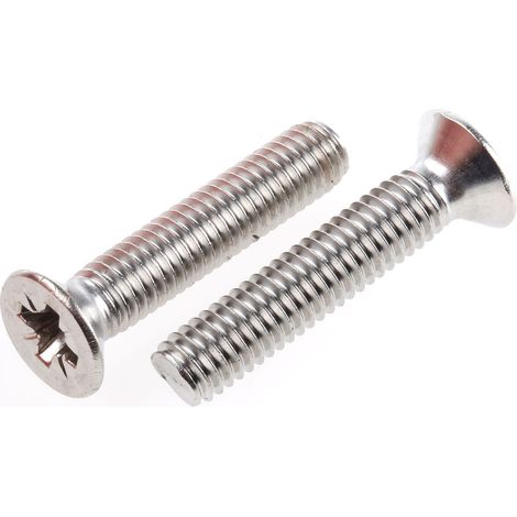 Vis à métaux RS PRO M6 à tête Fraisée Pozidriv en Acier Inoxydable, 30mm ( Prix pour Sachet de 50 ) (1/2)