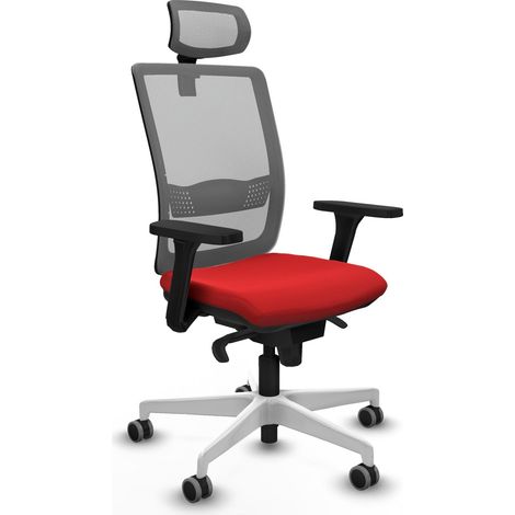 Sedia da ufficio piqueras y crespo Haches rossa similpelle telaio bianco (1/2)