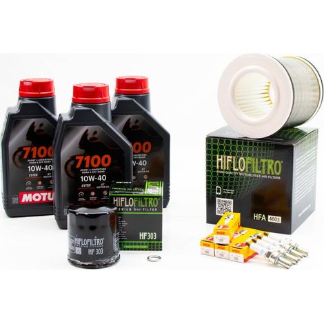 Kit Révision Filtres Bougies pour YAMAHA XJ 600 S Diversion de 1998 à 2003 - MOTUL 7100 10W40 3L